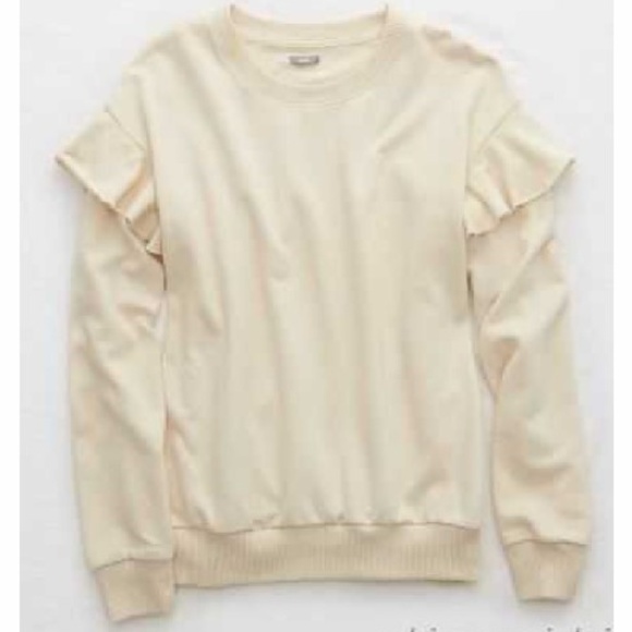 New Aerie Ruffle Sweatshirt Natural 